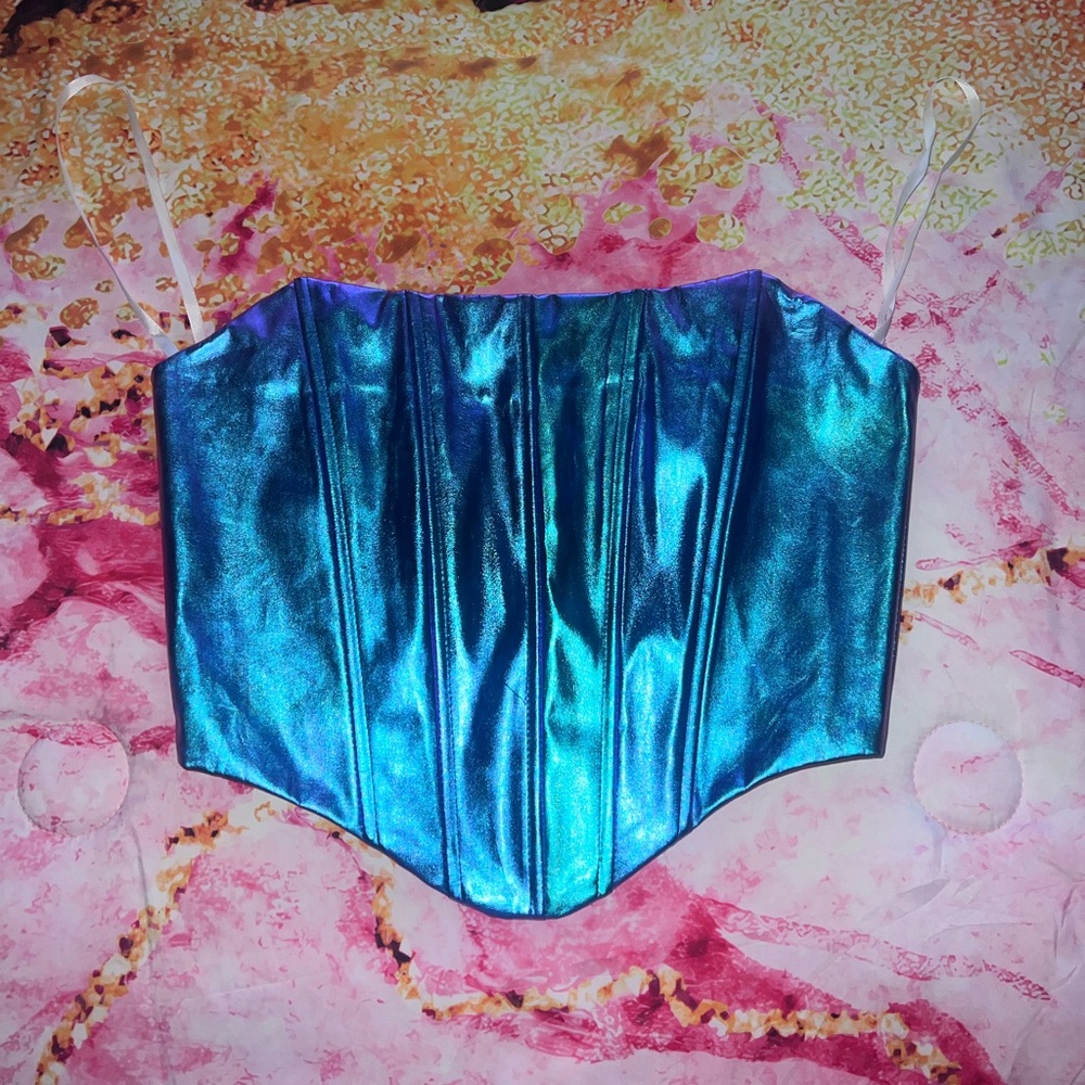 Windsor Magnetic Force Strapless Metallic Faux Leather Corset